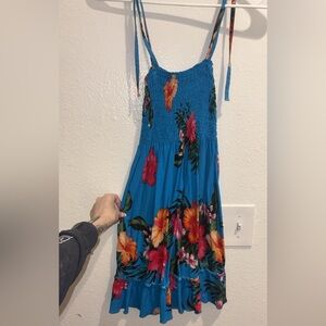 Blue Tropical Floral Sundress